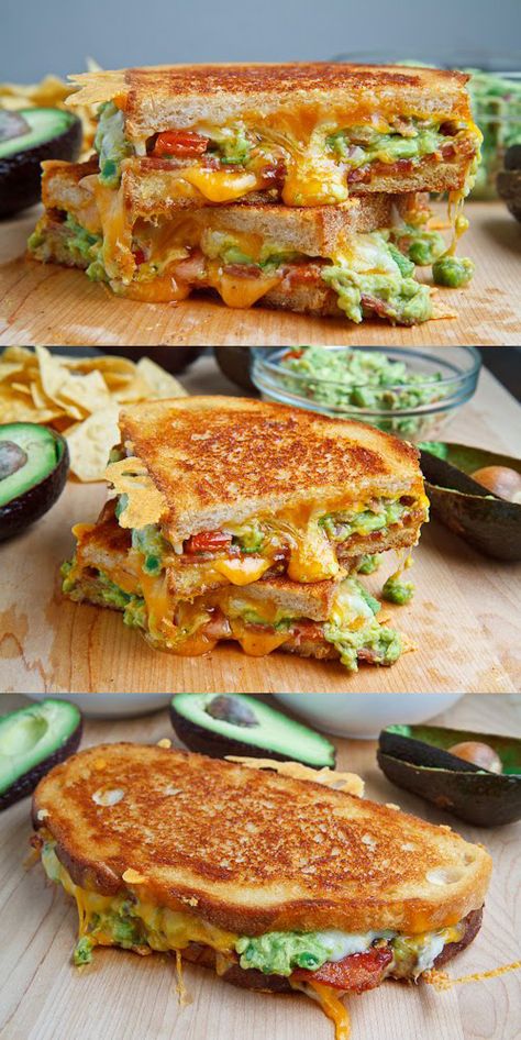 Bacon Guacamole Grilled Cheese, Guacamole Grilled Cheese Sandwich, Guacamole Grilled Cheese, Best Avocado Recipes, Bacon Guacamole, God Mad, Idee Pasto, Grilled Cheese Recipes, Diced Tomatoes