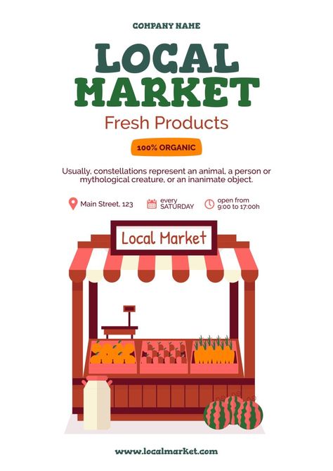 Hand-drawn Local Market Fresh Products Poster Bazaar Poster Design, Tenant Design, Bazaar Poster, Promotion Ideas Marketing, Bazaar Market, Market Day Ideas, Market Stands, Fresh Products, Keyword Elements Canva