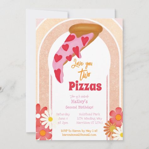 Celebrate turning two with these fun pizza party birthday invitations! Watercolor elements give these invites a fun and festive feeling. Find matching items in my shop. Pizza Party Birthday Invitations, Pizza Party Birthday, Birthday Pizza, Birthday Traditions, Second Birthday Ideas, Watercolor Elements, 2nd Birthday Party Themes, Kids Birthday Themes