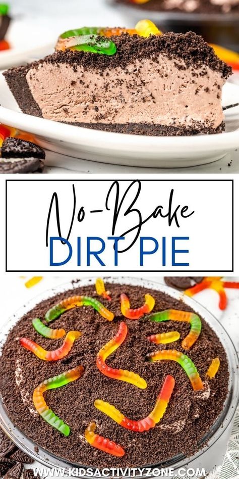 Frozen Oreo Dessert, Chocolate Cream Cheese Filling, Dirt Pie, Chocolate Dirt, Dirt Dessert, Oreo Cookie Crust, Dirt Cake, Easter Snacks, Halloween Dessert