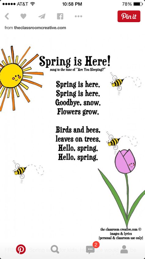 Spring Toddler Songs, Spring Nursery Rhymes, Spring Books For Toddlers, Preschool Spring Songs And Fingerplays, Spring Songs For Preschool, Preschool Spring Songs, Daycare Songs, Songs About Flowers, Spring Songs