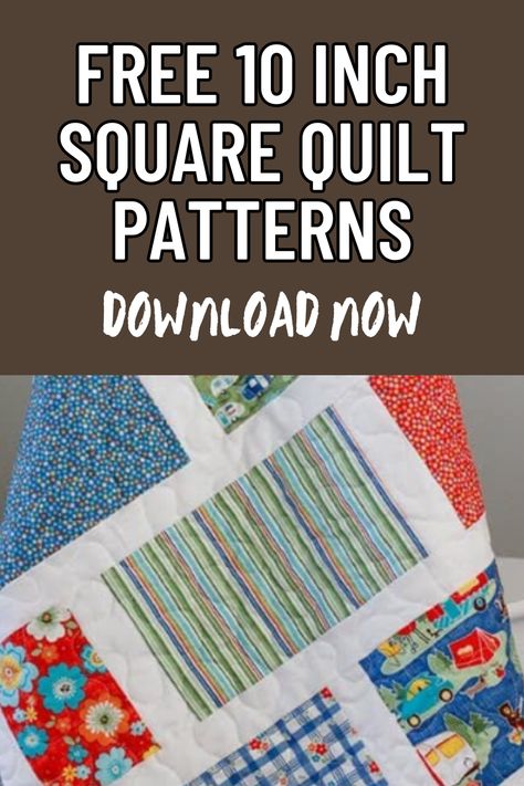 Explore our collection of free 10-inch square quilt patterns designed to inspire your next quilting project. These patterns utilize precut fabric squares to streamline your quilting process and allow for endless creative possibilities. Whether you prefer traditional designs or modern twists, these patterns offer a variety of options to showcase your quilting skills while creating beautiful and unique quilts. Download your favorite patterns today and start quilting! Fat Quarter Quilt Patterns, Quilt Pattern Ideas, Free Quilt Patterns Printables, Free Baby Quilt Patterns, Baby Quilt Patterns Easy, Pinwheel Quilt Pattern, Layer Cake Quilt Patterns, Boys Quilt Patterns, Charm Square Quilt