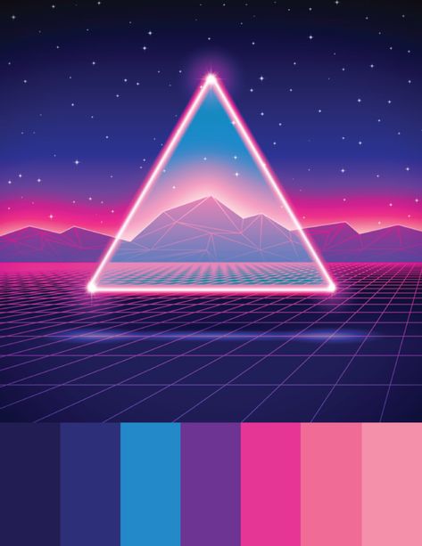 Neon Space Color Palette, Synth Wave Color Palette, Retro Arcade Color Palette, Vaporwave Aesthetic Color Palette, 80s Color Palette Retro Neon, 80s Aesthetic Color Palette, Color Palette Vaporwave, 80s Neon Color Palette, Metaverse Color Palette