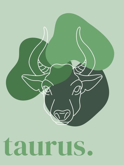 Taurus Illustration Art, Taurus Painting Ideas On Canvas, Taurus Astethic, Taurus Green Aesthetic, Semiotics Poster, Taurus 3d Wallpaper, Taurus Wall Art, Taurus Season Aesthetic, Taurus Room Aesthetic