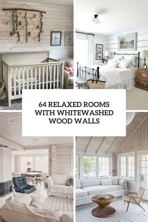 relaxed rooms with whitewashed wood walls cover Paneling Living Room, White Washed Wood Paneling, White Wash Wood Floors, Oak Floor Living Room, Wood Paneling Decor, Wood Paneling Living Room, Whitewashed Brick, Wood Wall Covering, White Wood Paneling