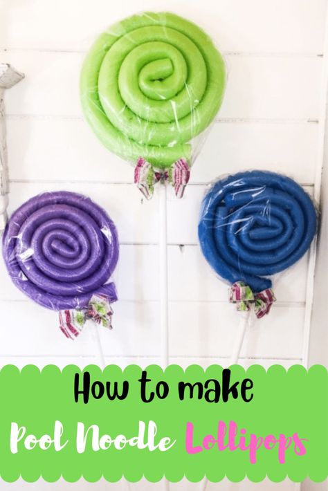 How To Make Lollipops, Lollipops Diy, Noodles Ideas, Large Lollipops, Foam Noodles, Christmas Tree Pictures, Candy Land Christmas Decorations Diy, Candy Land Christmas Decorations Outdoor, Christmas Float Ideas