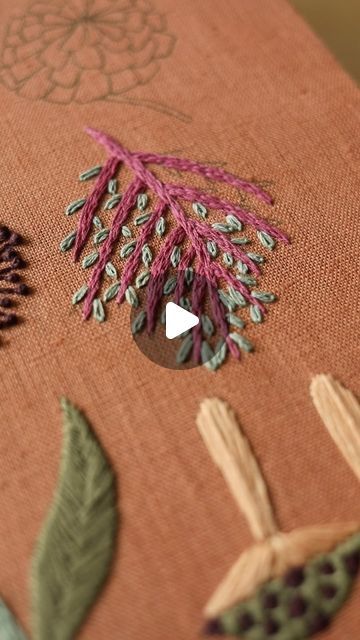 Arounna Khounnoraj on Instagram: "Adding little buds to this sprig.  I used a daisy stitch, also referred as a detached chain stitch.  This is one of many stitches you will learn in my botanical #embroidery workshop at @tatterbluelibrary I really love their naturally dyed cotton threads.  You can also purchase this kit without attending the workshop 😄🧡" Detached Chain Stitch, Daisy Stitch, Embroidery Workshop, Botanical Embroidery, Folk Embroidery, Naturally Dyed, Chain Stitch, Cotton Thread, Daisy