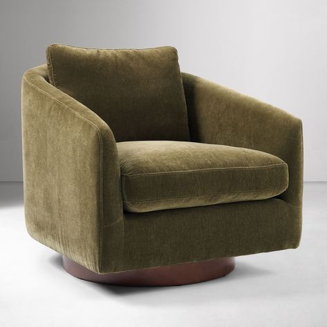 Accent Chairs Swivel, Green Swivel Chair Living Room, Leather Accent Chairs For Living Room, Olive Accent Chair, Dark Green Furniture, Olive Green Chair, Green Swivel Chair, Modern Recliner Chairs, Room Palette