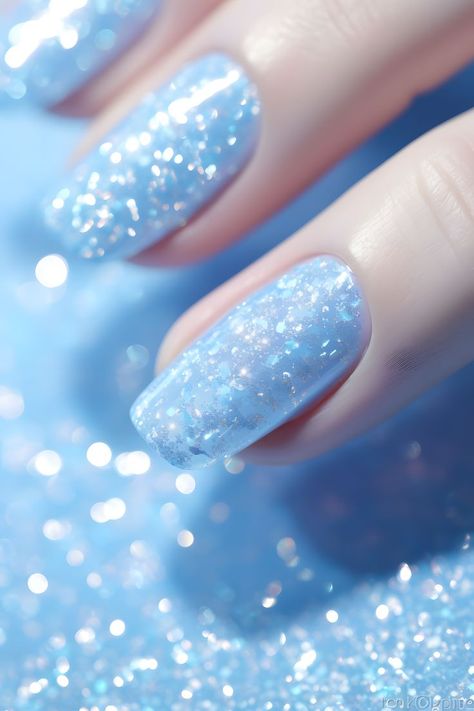 pastel blue nails, sky blue nail art, glittery nails, nail design ideas, nail trends, trendy nail colors, nail inspiration, nail art, nail style, nail fashion, nail aesthetics, nail beauty, nail creativity, nail shades, nail looks, nail tips, nail hacks, nail goals, nail vibes, nail obsession, nail chic, nail magic, nail dreams, nail goals, nail love, new year nails Sky Blue Nail Art, Nails Sky Blue, Trendy Nail Colors, Pastel Blue Nails, Nail Aesthetics, Nail Vibes, Blue Nail, Pastel Blue, Nail Design