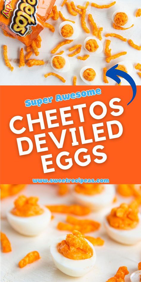 These Cheetos Deviled Eggs bring a favorite snack food and a popular appetizer together in bright orange glory. Mac And Cheese Powder, Cheetos Recipe, Cheetos Mac And Cheese, Halloween Deviled Eggs, Devilled Eggs Recipe Best, Devilled Eggs, Popular Appetizers, Cheese Powder, Creative Snacks