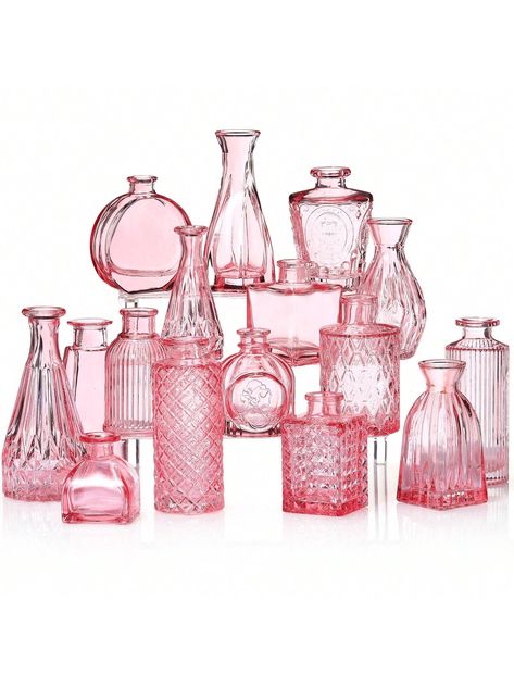 16 Pcs Bud Vases Bulk Flower Vase For Centerpieces Small Bud Vases Wedding Centerpieces For Tables Flower Home Farmhouse Rustic Decoration (Light Pink,Vintage) Light Pink    Glass     Home Decor, size features are:Bust: ,Length: ,Sleeve Length: Vases Wedding Centerpieces, Small Bud Vases, Bud Vases Wedding, Pink Wedding Receptions, Sweet 16 Centerpieces, Gold Table Setting, Blush Pink Baby Shower, Centerpieces For Tables, Vases Wedding