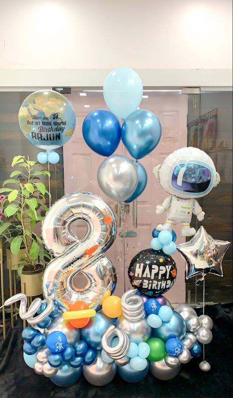 Space Theme Party, Birthday, Balloon Backdrop, Decor, Balloon Bouquet, Unique Balloons, Personalised Balloons, Astronaut Space Theme Balloon Bouquet, Space Balloon Bouquet, Airplane Birthday Decorations, Bouquet Balloons, Astronaut Balloon, Airplane Birthday Party Decorations, Balloon Tower, Astronaut Party, Astronaut Birthday