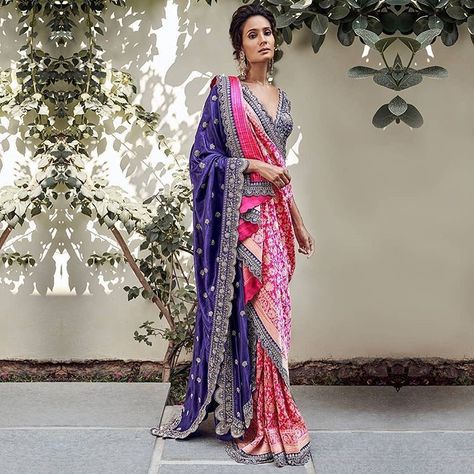 Dolly Jain • Saree Stylist on Instagram: “Waterfall drape ... tutorial coming soon” Double Drape Saree, Sari With Pants, Double Saree Draping Styles, Saree With Jeans, Sari Modern, Pants Saree, Saree With Pants, Drape Sari, Modern Sari