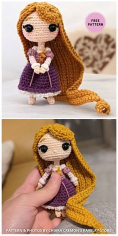 Amigurumi Doll Free Pattern, Princess Amigurumi, Doll Free Pattern, Rapunzel Princess, Disney Crochet Patterns, Crochet Princess, Crochet Disney, Winter Craft, Kids Crochet