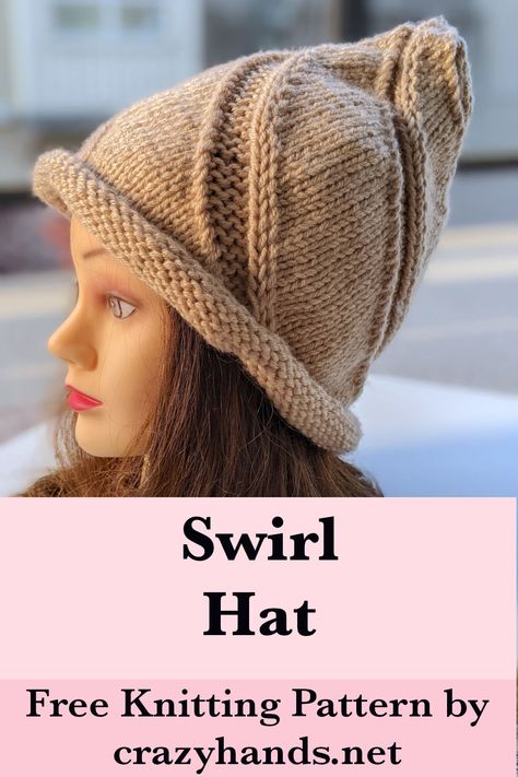 Learn how to knit this fancy swirl witch hat and wow your friends during the celebration of Halloween. #witchhat #swirlknithat #swirlhat #witchknithat #witchknitbeanie #knitwinterbeanie #knitwintercap #knitbeanie #knithat #knitcap #knitbeaniepattern #knithatpattern #knitcappattern Swirl Hat, Free Knitting Patterns For Women, Knit Hat Pattern, Knit Beanie Pattern, Baby Hat Knitting Pattern, Basketweave Stitch, Knitting Patterns Free Hats, Knitting Tips, Crazy Hats