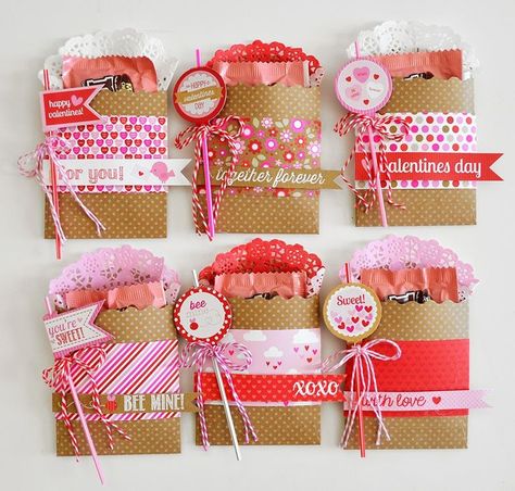 Valentines Treat Bags  by Wendy Sue Anderson     Hi Doodlebug friends - it's Wendy Sue , sharing a fun little project.  Chocolate is alwa... Valentines Treat Ideas, Valentine Paper Crafts, Diy Valentines Day Gifts For Him, Valentines Collection, Valentines Gift Bags, Valentine Projects, Treat Ideas, Doodlebug Design, Diy Valentines Crafts