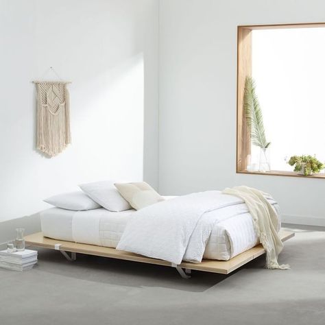 For those who are all about a "less is more" aesthetic, investing in a minimalist bed can be a great way of introducing serenity and simplicity into your home. Here, the best minimalist headboards and frames, featuring clean lines, low-slung silhouettes, and pared-down designs. Platform Bed Diy, Minimalist Bed Frame, West Elm Bedding, Mid Century Bed, Design Ložnic, Platform Bed Designs, Minimalist Dekor, Diy Platform Bed, Minimalist Bed