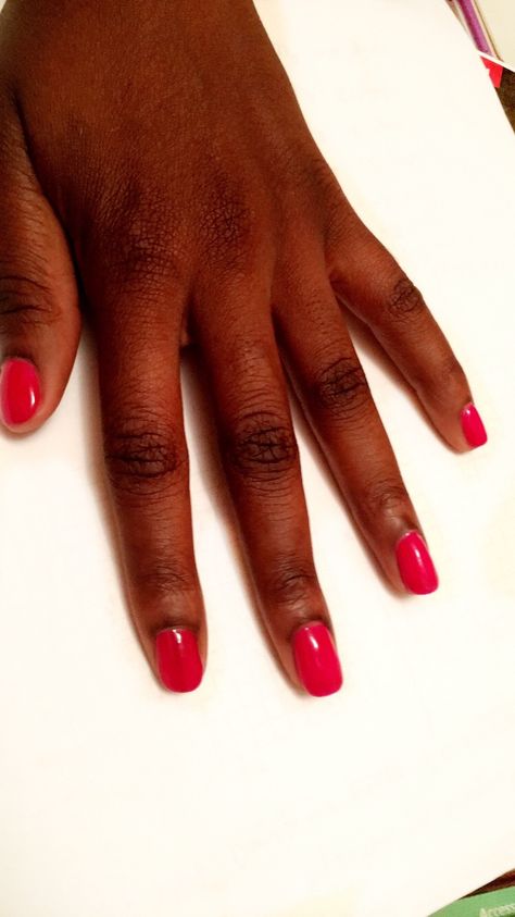 Shellac Nails   Pink Red Shellac Natural nails  Dark skin Shellac Natural Nails, Red Shellac, Nails Dark Skin, Nails Dark, Natural Nail Designs, Pink Manicure, Classy Nail Designs, Matte Nails Design, New Nails