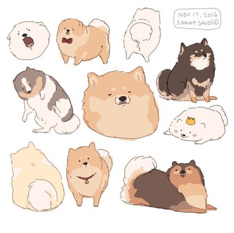 Hamotzi Illustration Mignonne, 강아지 그림, Stickers Kawaii, Japon Illustration, Fluffy Dogs, Dog Illustration, Animal Sketches, Creature Concept, Dog Drawing