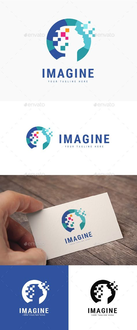 Imagine Logo - Humans Logo Templates Download here : https://graphicriver.net/item/imagine-logo/20187854?s_rank=434&ref=Al-fatih #logo #template #logotemplate #brain #graphicriver #child #concept #digital #pixel #head #human #hightech #mind #share Imagine Logo, Graphic Designer Ideas, Music Education Quotes, Market Logo, Brain Logo, Human Logo, Education Logo, Letterhead Template, Cool Business Cards