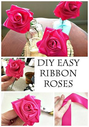 These are the easiest DIY ribbon roses to make. They require no glue, and now sewing with needle and thread. Excellent tutorial photos to follow. Diy Ribbon Roses, Ribbon Rose Bouquets, Rose Diy, Ribbon Flowers Diy, Diy Glue, Ribbon Projects, Satin Ribbon Roses, Ribbon Flower Tutorial, Diy Ribbon Flowers