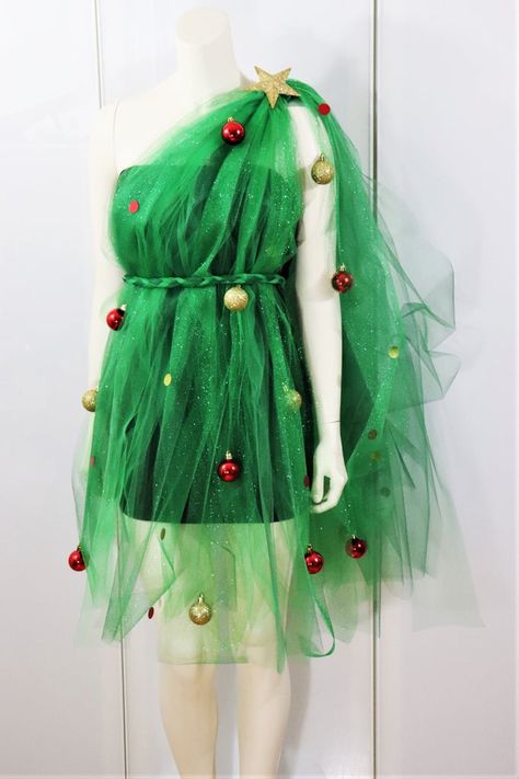 Natal Outfit, Grinch Play, Wrap Dresses Diy, Geek Outfit, Funny Christmas Costumes, Diy Christmas Outfit, Ugly Christmas Sweater Outfit, Christmas Costumes Women, Brooch Scarf