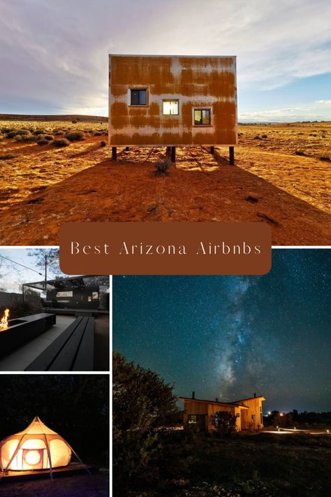 Where to stay in Arizona — the best and coolest Airbnb’s in Arizona, from Sedona to Tucson, for your elopement. Visit Arizona, Airbnb Wedding, Bedroom Cabin, Arizona Hiking, Outdoor Bath, Lake Powell, Modern Tiny House, Arizona Travel, Enjoy Nature