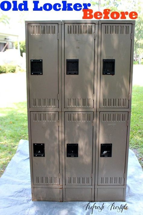 Locker Makeover - Finish Max Pro Fine Finish Sprayer before painting with chalk paint Locker Makeover, Diy Lockers, Old Lockers, Garage Lockers, Mudroom Locker, Diy Locker, How To Spray Paint, Vintage Lockers, Using A Paint Sprayer