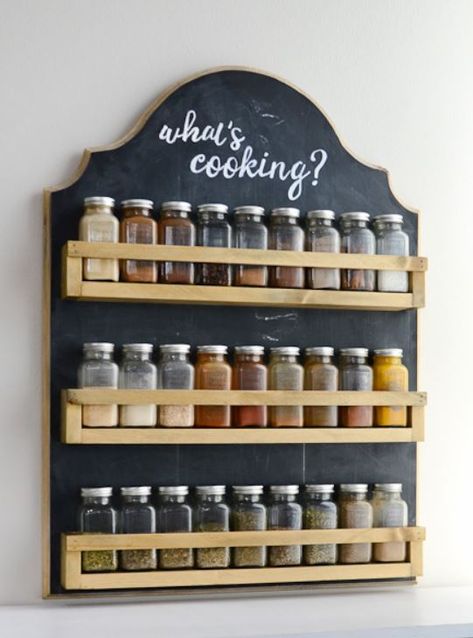 HomelySmart | 11 Cool Rack Ideas For Your Spices - HomelySmart Wall Spice Rack, Diy Spice Rack, Wall Mounted Spice Rack, Cocina Diy, Wooden Spice Rack, Kitchen Spice Racks, Diy Spices, تصميم للمنزل العصري, Diy Kitchen Storage