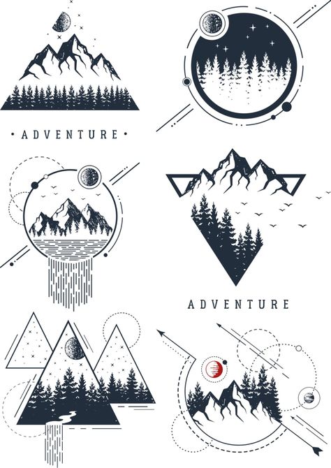 Logo Montagne, Svg Camping, Geometric Nature, Clothing Brand Logos, Tattoo Inspo, Digital Graphics, Plein Air, Brand Logo, Clothing Brand