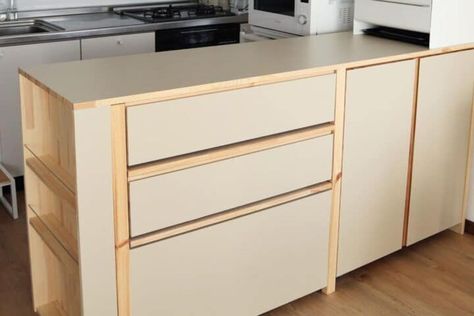 This DIY Kitchen Island is Actually an IKEA IVAR 4 Kitchen Island Frame, Kitchen Island Hack, Ikea Hacks For Cats, Ivar Regal, Ikea Hack Bedroom, Ikea Ivar Cabinet, Ikea Bar, Ikea Hack Kitchen, Ikea Kitchen Island