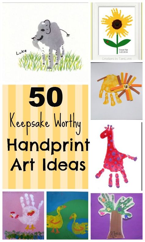 50 Keepsake Worthy Handprint Art Ideas!  From animals to the alphabet, babies to preschoolers, there are hand print craft ideas for everyone! Handprint Art Ideas, Kids Handprint Art, Art Ideas For Kids, Footprint Crafts, Footprint Art, Handprint Crafts, Crafty Kids, Handprint Art, Toddler Art