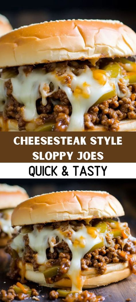 Philly Cheese Steak Sloppy Joes Tasty Recipes, Cheesesteak Style Sloppy Joes, Sloppy Joe With Cheese, Hamburger Philly Cheese Steak Sloppy Joe, Philly Cheesesteak Sloppy Joes Recipe, Easy Philly Cheese Steak Sloppy Joes, Philly Sloppy Joe Recipe, Philly Cheese Steak Sloppy Joes Recipe, Philly Cheese Sloppy Joes