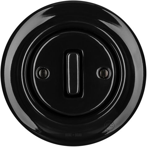 PORCELAIN WALL LIGHT SWITCH BLACK SLIM BUTTON - PORCELAIN WALL SWITCHES - DYKE & DEAN  - Homewares | Lighting | Modern Home Furnishings Store Venitien, Cavity Wall, Grand Hall, Rockett St George, Mid Century Style, Black Button, Shades Of Black, One Light, Light Switch