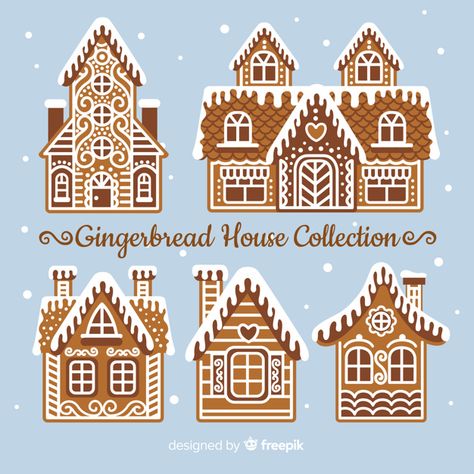 Intrincate gingerbread house collection Free Vector | Free Vector #Freepik #vector #freechristmas #freechristmas-card #freemerry-christmas #freehouse Cardboard Gingerbread House, Gingerbread Cards, Diy Gingerbread, Gingerbread House Designs, Gingerbread Christmas Decor, Deco Table Noel, Gingerbread Village, Gingerbread House Decorations, Illustration Noel