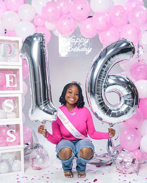 Pink sweet 16!! Photo Shoot Ideas 16 Birthday, Birthday Photoshoot Ideas 13 Yrs, Sweet 16 Photoshoot Pink, Pink Birthday Dress Sweet 16, 13th Photo Shoot Ideas, Teen Photoshooting Ideas Birthday, Pink Sweet 16 Photoshoot, 16 Shades Of Pink Party Ideas Sweet 16, 16 Picture Ideas