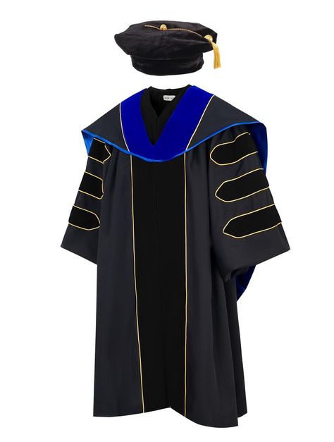 PRICES MAY VARY. Package Include: 1xDeluxe Doctoral Regalia with Gold Piping + 1xBlack Tam 8 Sided with Gold Bullion+1xDoctoral Hood Doctoral Graduation Gown Features High Quality Polyester Matte Fabric, Full Length Wide Velvet Pleats, Gold Piping And Full Fluting On The Back & Shoulder And Bell Sleeve With Cuffs. 100% Polyester Matte Finished And Finest Workmanship. Graduation doctoral tam are sewn from high quality black velvet and adorned with a Imported gold tassel. The velvet Is soft, thick Doctoral Regalia, Doctoral Graduation, Toga Wisuda, Graduation Gown, Matte Fabric, Gold Bullion, Fashion Suits For Men, Fashion Suits, Graduation Outfit