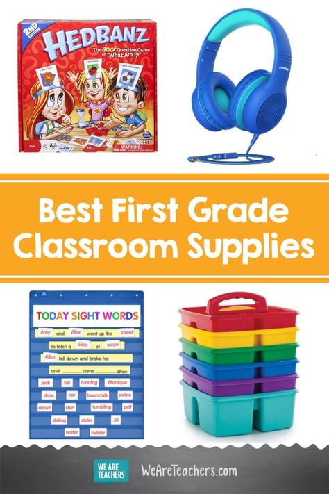 The Ultimate Checklist For All Your 1st Grade Classroom Supplies. From bins to paper, carpets to bookshelves, we have the top 45 items that should be on your 1st grade classroom supplies list this year. #firstgrade #backtoschool #classroomsupplies #classroom #classroomsetup #teaching #schoolsupplycentral Classroom Supplies List, 1st Grade Classroom, Teacher Wish List, Classroom Wishlist, Classroom Hacks, We Are Teachers, School Supplies List, Teaching First Grade, Teacher Supplies