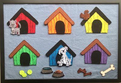 Mouse-House esque flannel for dogs! Little dog, little dog, come out and play... Preschool Pets, Flannel Stories, In The Dog House, Felt Board Patterns, Sharpie Colors, Felt Story, Flannel Board Stories, Come Out And Play, Flannel Boards