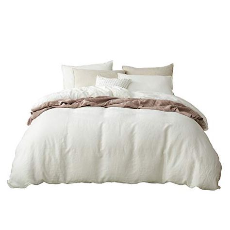 DAPU Pure Stone Washed Linen Duvet Cover Set 100 French Natural FlaxFullQueen White Duvet Cover and 2 Pillowcases -- Click image to review more details. (This is an affiliate link) Tiny House Living Room, Washed Linen Duvet Cover, Linen Duvet Cover, Ceiling Design Bedroom, White Duvet, White Duvet Covers, Linen Bedroom, Linen Duvet Covers, Linen Duvet