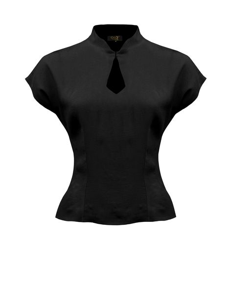 Black Dress Shirts Women's, Black Dress Shirt Women, Fitted Blouse, Keyhole Blouse, 1940s Style, A Million Dollars, Keyhole Top, Classical Design, Work Blouses