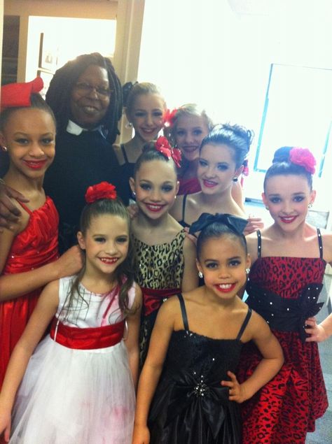 whoopi goldberg with the cast of Dance Moms after performing 'The Last Text' on The View. Asia Dance Moms The Last Text, The Last Text Dance Moms, Dance Moms Group Photos, Dance Moms Icons, Dance Moms Photos, Dance Moms Season 3, Aldc Rares, Dance Moms Group Dances, Dance Moms Clips