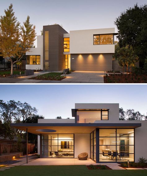 This lantern inspired house design lights up a California neighborhood.  house modern facade design | architecture | facade design ideas | arquitectura | fachadas de casas modernas California Neighborhood, Rumah Moden, Villa Architecture, Architecture Facade, Bilik Idaman, California Contemporary, Pelan Rumah, Eksterior Modern, House Design Exterior