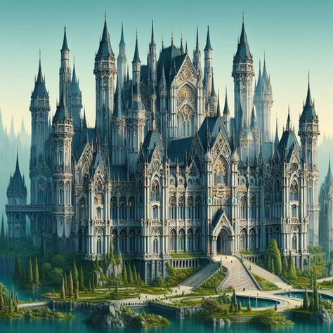 #palace #fantasy #magicalschool #castle #building #medieval #medievalbuilding #medievalfantasy Medieval Castle Fantasy Art, Fantasy Palace Concept Art, Fantasy Palace Art, Mc Castle, Massive Castle, Fantasy Palace, Medieval Palace, Fantasy Kingdom, Castle Building