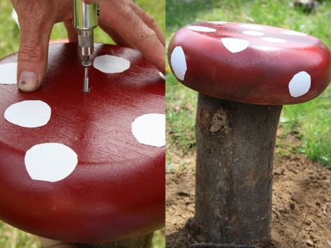 mushroom stool Mushroom Stool, Eco Friendly Diy, Jardim Diy, Backyard Furniture, Astuces Diy, Backyard Diy Projects, Border Terrier, Budget Backyard, Garden Stool