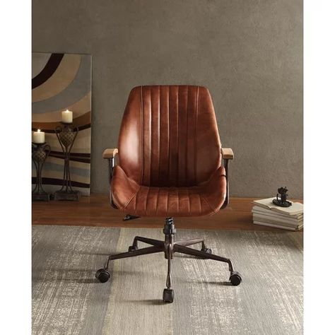 Gracie Oaks Ladbroke Desk | Wayfair Adjustable Chair, Executive Office Chair, Adjustable Chairs, Swivel Office Chair, Leather Desk, Conference Chairs, Executive Office Chairs, Leather Office Chair, Stylish Chairs