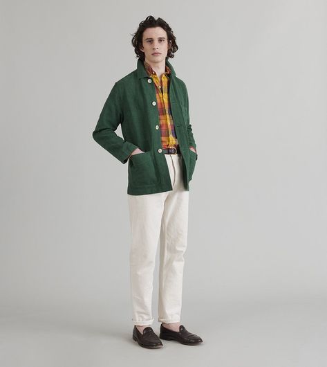 Chore Jacket Outfit, Green Chore Jacket, Jacket Outfit Men, Trickers Shoes, Ecru Jeans, Visit Denmark, Bacolod, Ivy League Style, Ivy Style