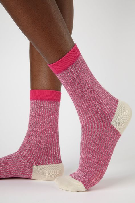 - Measurements: 1. Length: 35cm- Materials: 50% polyster, 35% polyurethane, 15% lurex- Thickness: Moderate- Sheerness: None- Stretch: Low- Lining: None- Care: Gentle wash cold and dry in shade Lurex Socks, Glitter Socks, Pilates Socks, Fluffy Socks, Pink Socks, London Free, Socks And Heels, Running Socks, Rainbow Glitter