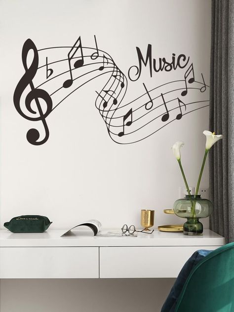 Music Themed Bedroom, Music Wall Decal, Dandelion Wall Decal, Nota Musical, Bilik Mandi, Wall Decals For Bedroom, Tile Wall Art, Flower Wall Decals, Room Decals