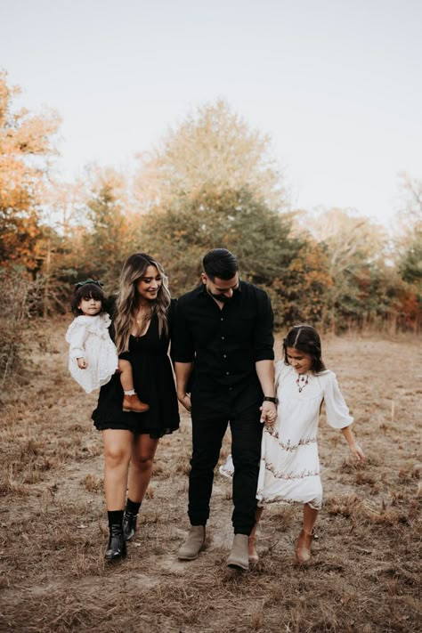 @madisonnkennedyphotography Dark And Moody Fall Family Pictures, Tree Farm Family Photos Outfit Black, Family Pictures At Park, Dark Fall Family Photos, Black Dress Fall Photoshoot, Fall Photoshoot Plus Size, Southern Family Photos, Dark And Moody Family Photos, Family Photoshoot Black Outfit